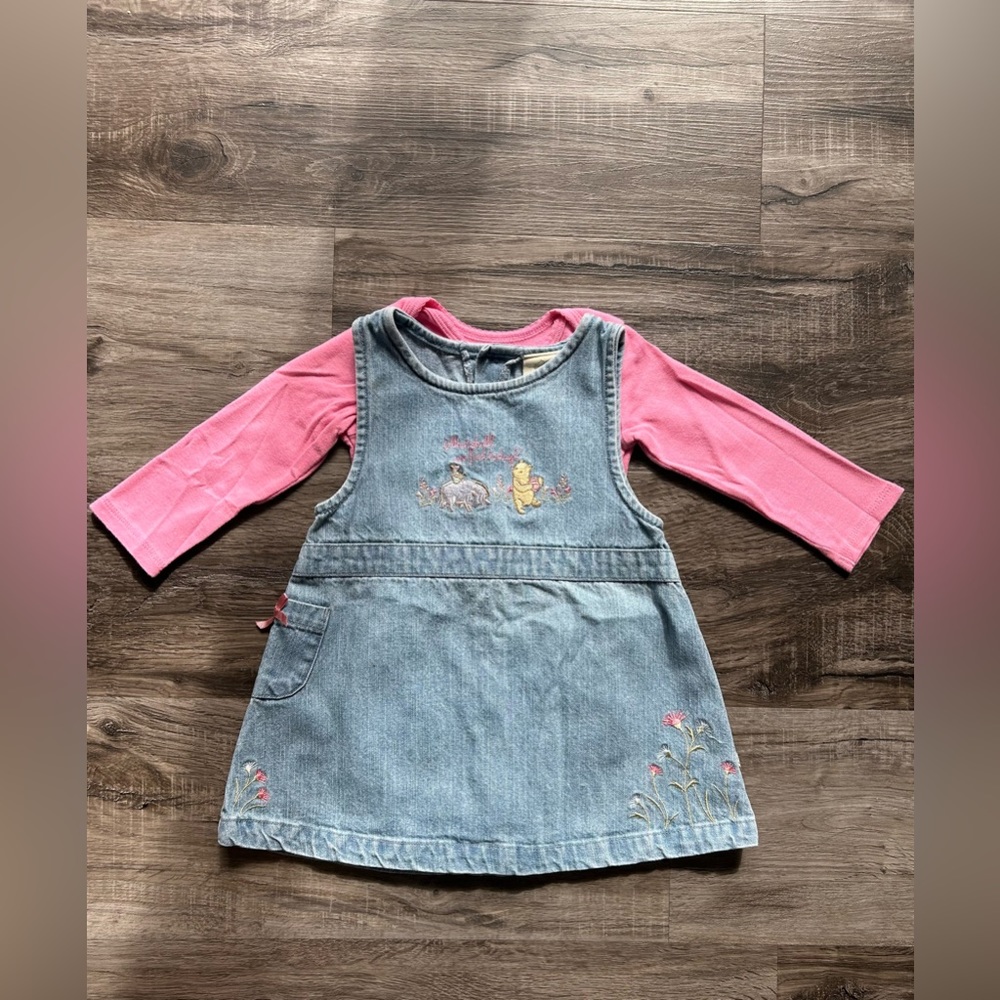 Girls vintage Winnie the Pooh denim vest 12 month.